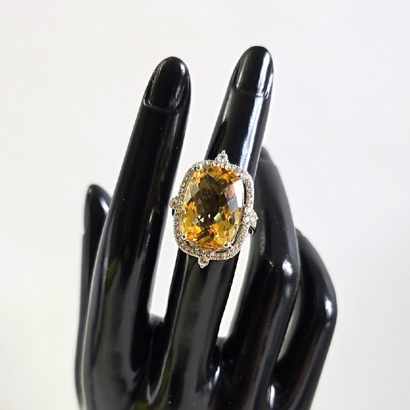 Watch VIDEO 23 Cttw Sterling Silver 925 Citrine Ring